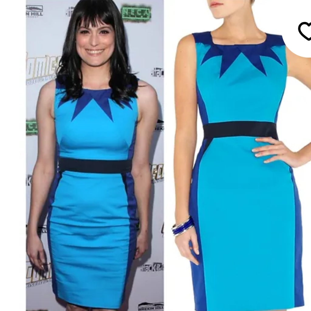 Karen Millen Blue Block Satin Dress